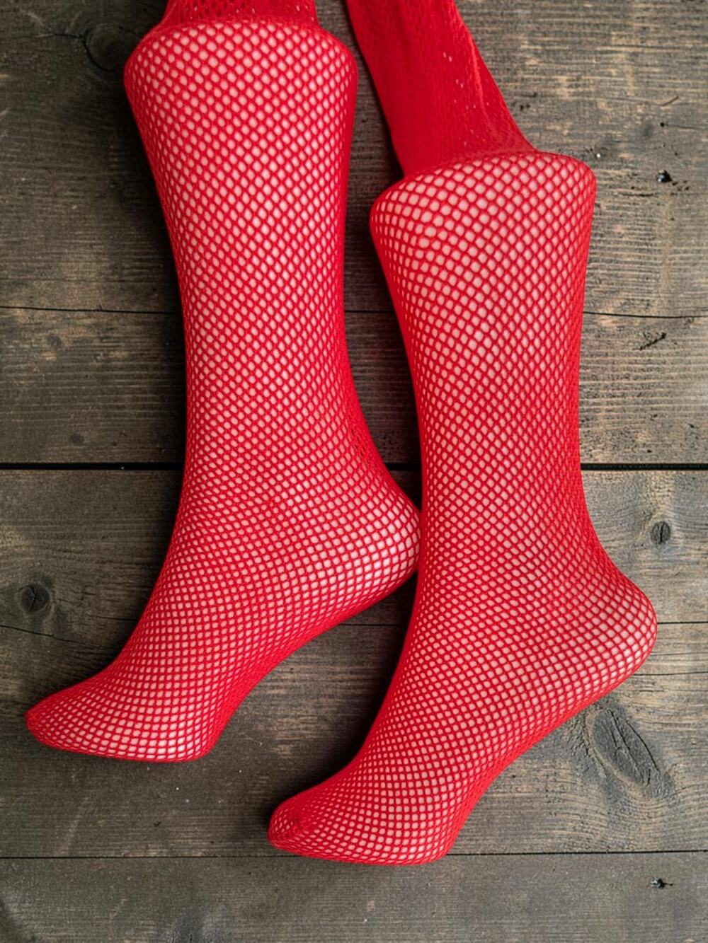 New Leg Avenue Red Fishnets Pantyhose Tights  OS